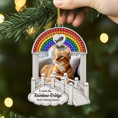 "We Will Meet Again At The Rainbow Bridge" Personalized Acrylic Ornament - Custom Pet Memorial Gift for Pet Lovers
