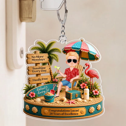 Retired and Loving It Personalized Acrylic Keychain - Custom Retirement Gift for Coworker