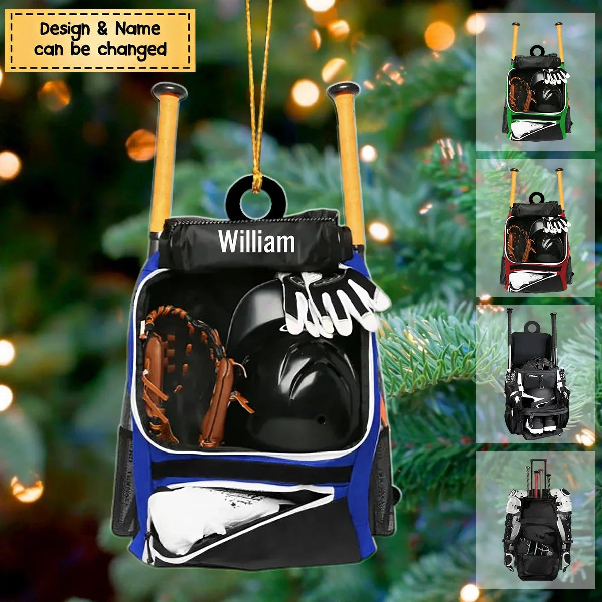 Custom Baseball Gear Bag Ornament - Personalized Baseball Player Acrylic Keepsake