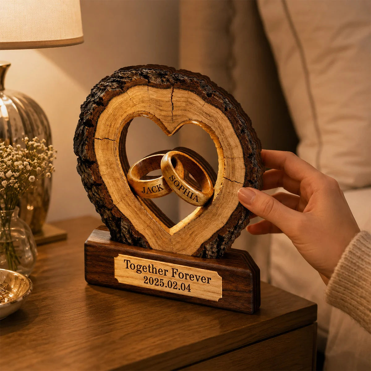 Together Forever Personalized Wooden Block - Custom Keepsake for Couples’ Anniversary