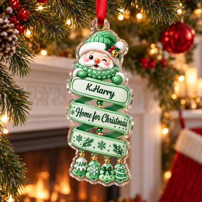 Merry Christmas Custom Santa Acrylic Ornament - Personalized Holiday Tree Keepsake Gift for Family and Kids