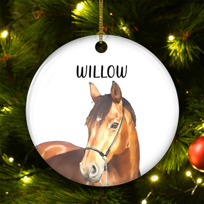 Custom Photo Horse Ceramic Ornament - Personalized Equestrian Keepsake Christmas Gift for Horse Lovers