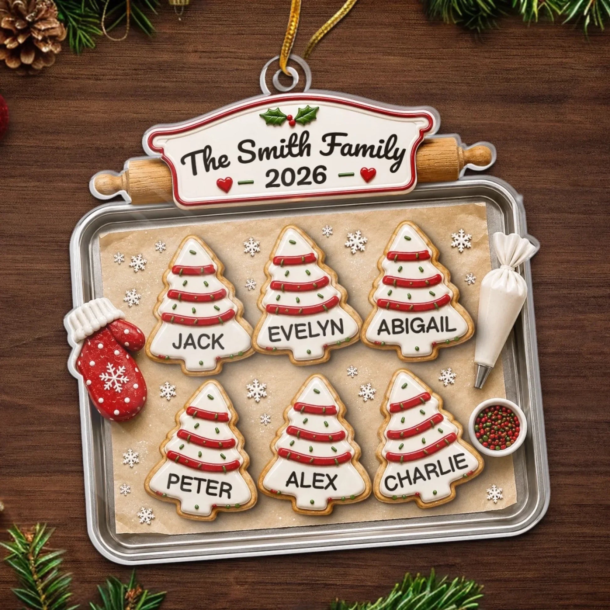 Personalized Christmas Cookies Baking Sheet Acrylic Ornament - Custom Family Holiday Keepsake Gift