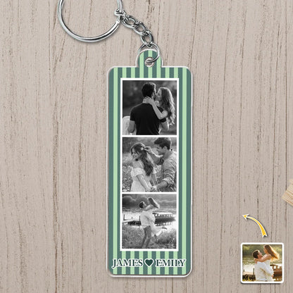 Personalized Photo Strip Keychain - Custom Couple Photo Acrylic Keepsake Gift