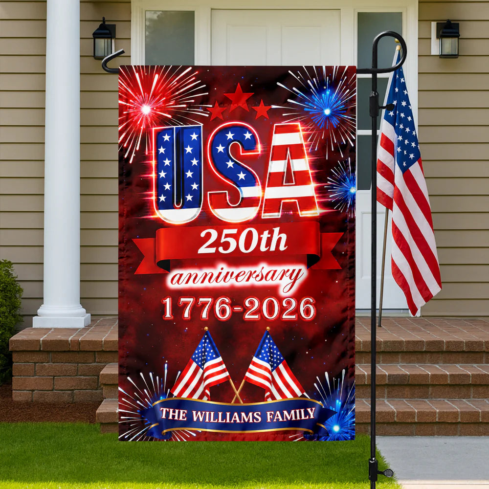 Custom Usa 250Th Anniversary Garden Flag for Family with personalized design details for meaningful gifting image 6