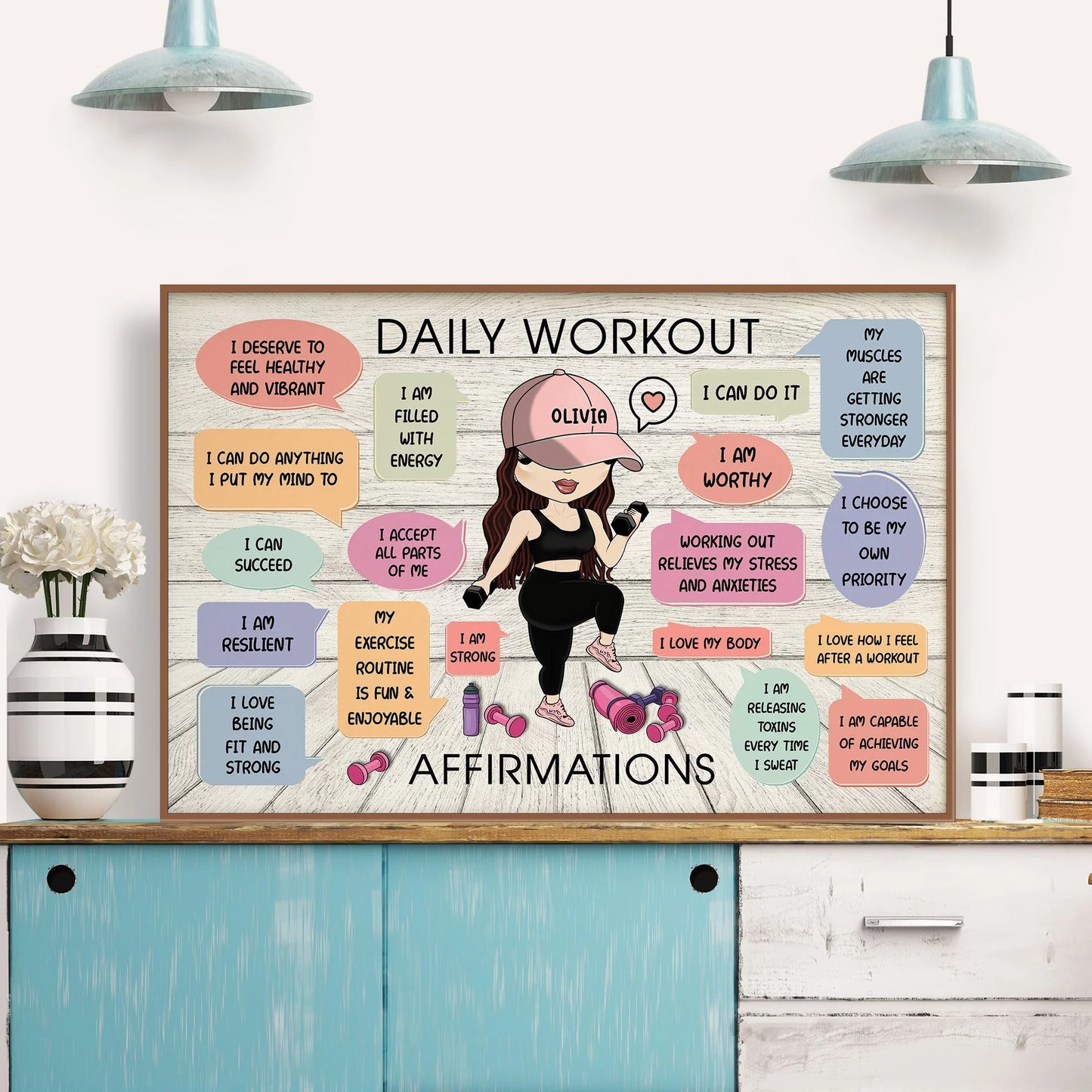 Daily Workout Affirmations Personalized Canvas / Poster - Custom Fitness Motivation Wall Art for Gym Lovers