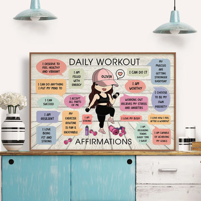 Daily Workout Affirmations Personalized Canvas / Poster - Custom Fitness Motivation Wall Art for Gym Lovers