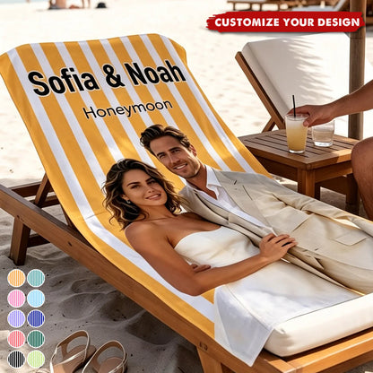 Personalized Photo Beach Towel personalization view for Couples