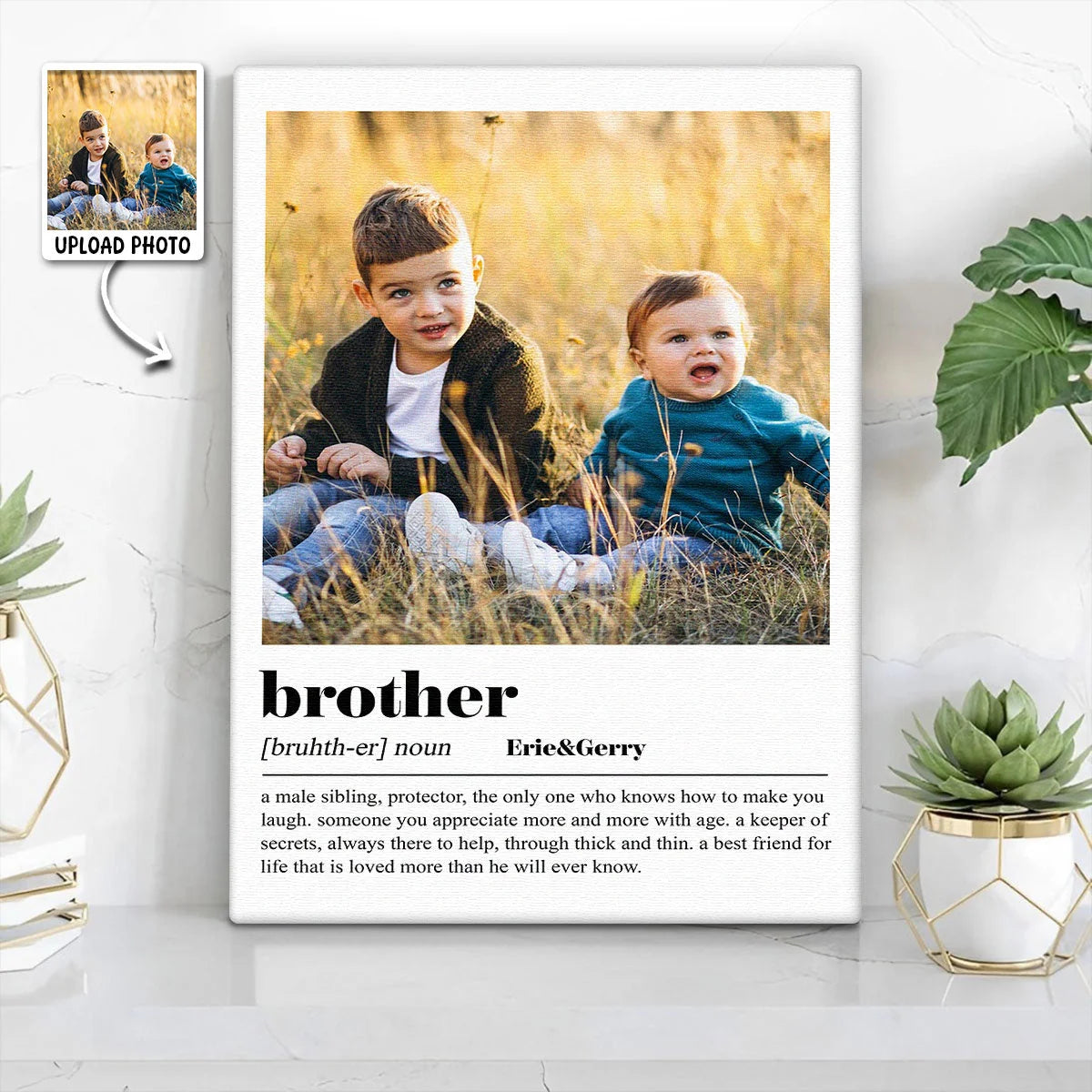 Brother Definition Custom Photo Canvas / Poster - Personalized Sibling Birthday Keepsake