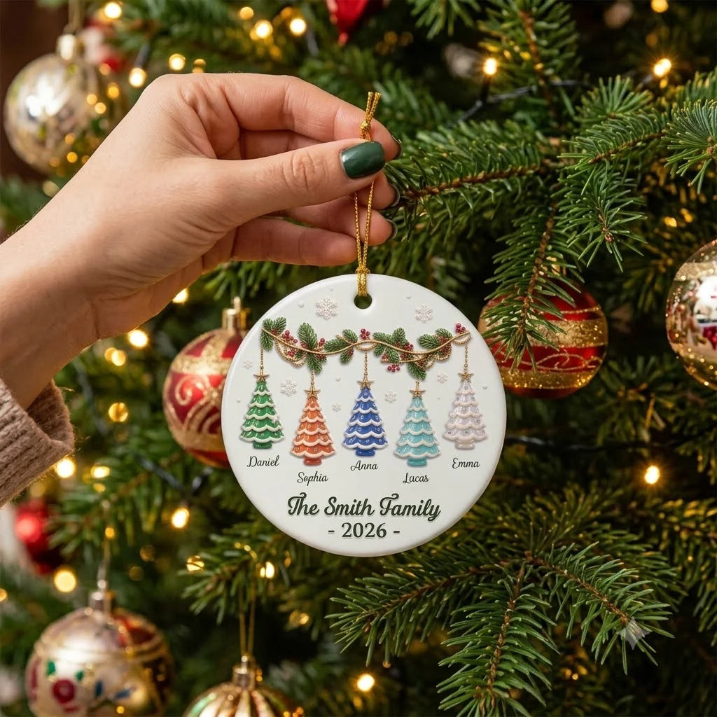 Custom Family Christmas Ceramic Ornament - Personalized Christmas Tree Keepsake Gift