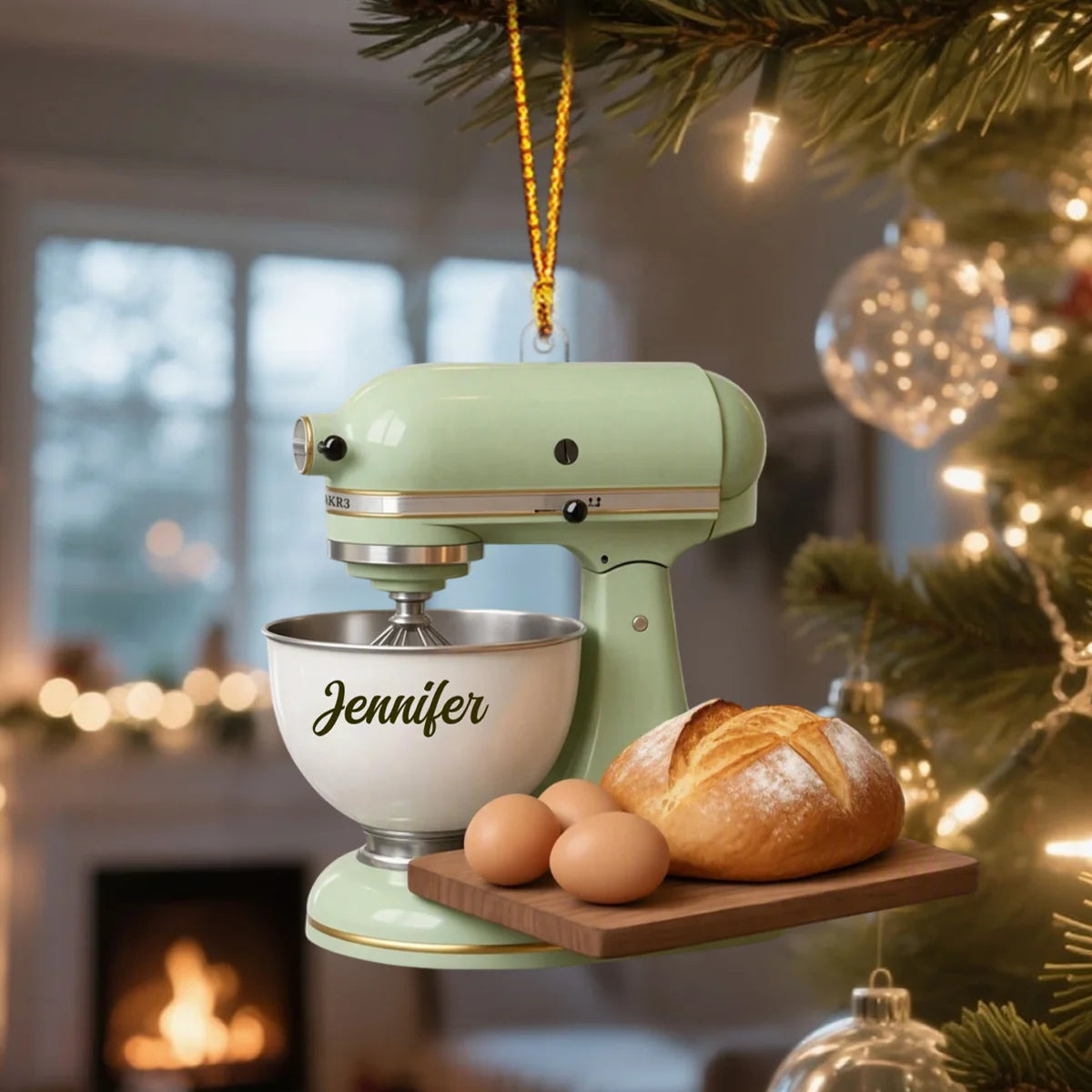 Personalized Retro Kitchen Mixer Ornament - Custom Baker Name Keepsake Christmas Gift