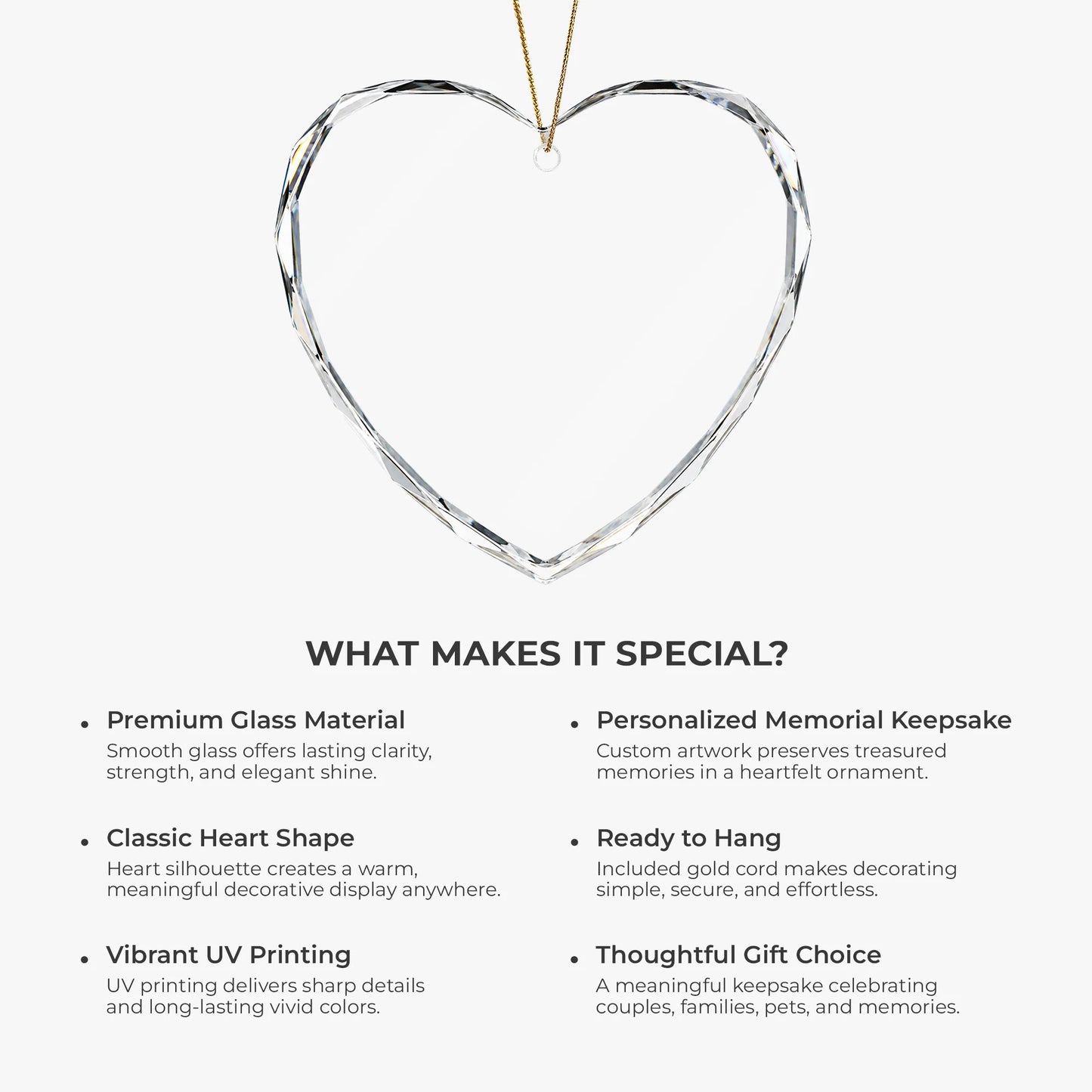 "I Hide My Tears When I Say Your Name" Personalized Photo Glass Heart Ornament - Custom Memorial Gift