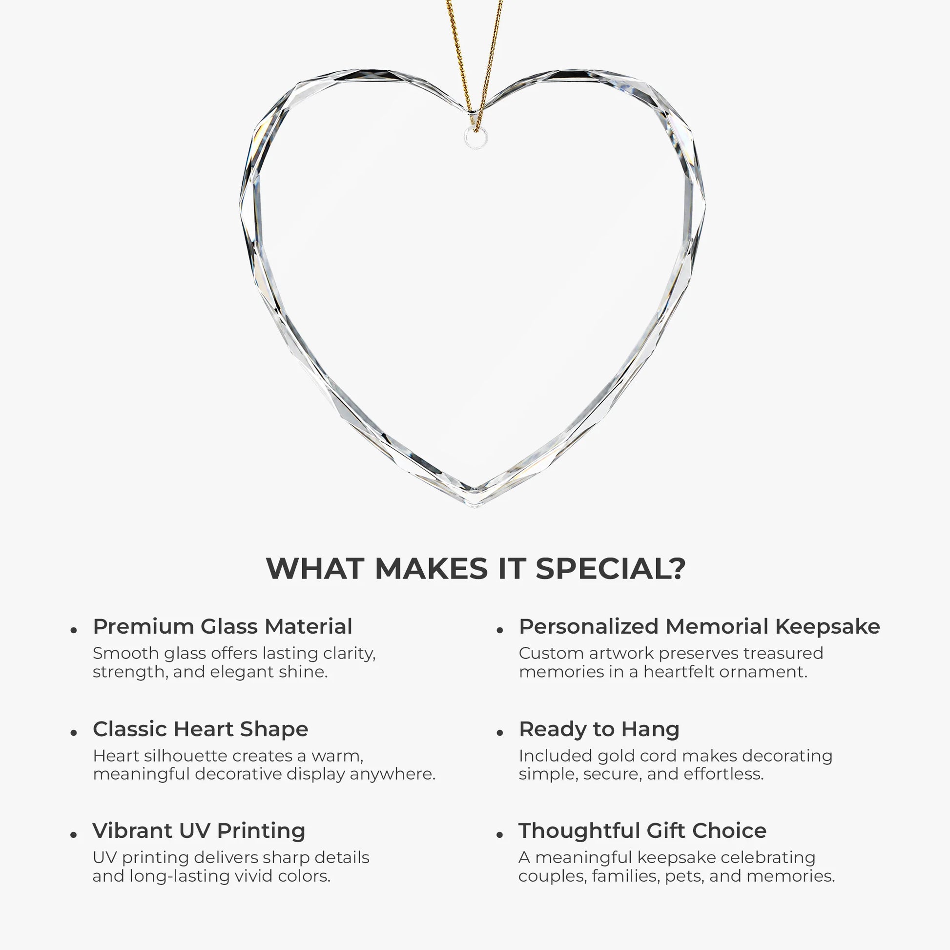 "I Hide My Tears When I Say Your Name" Personalized Photo Glass Heart Ornament - Custom Memorial Gift