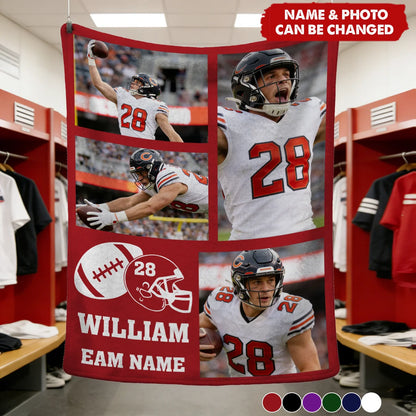 In This House We Cheer Loud Personalized Football Blanket - Custom Sports Photo Gift
