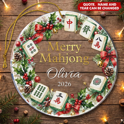 Merry Mahjong Custom Acrylic Ornament - Personalized Christmas Keepsake for Best Friends