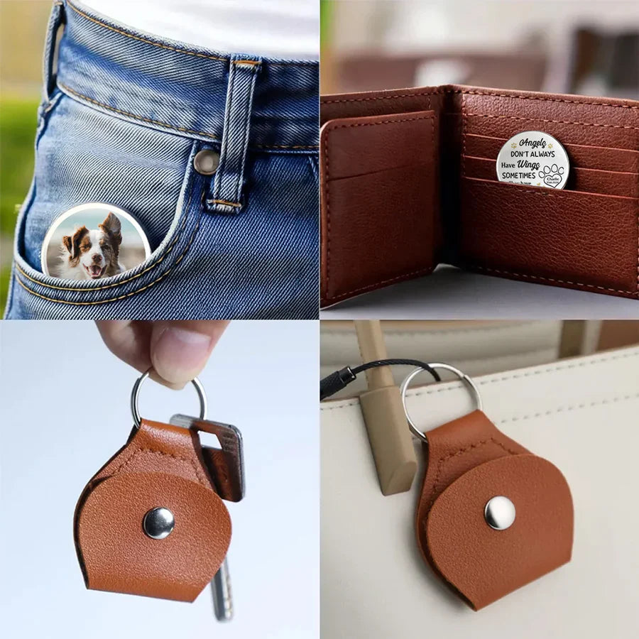 Keychain material and size view - Personalized Pet Memorial Pocket Hug