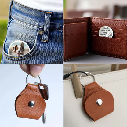 Keychain material and size view - Personalized Pet Memorial Pocket Hug