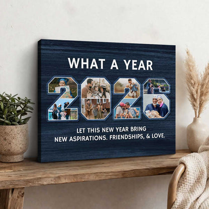 What A Year Personalized 2026 Photo Collage Canvas / Poster - Custom Keepsake Wall Art Christmas Gift for Family,