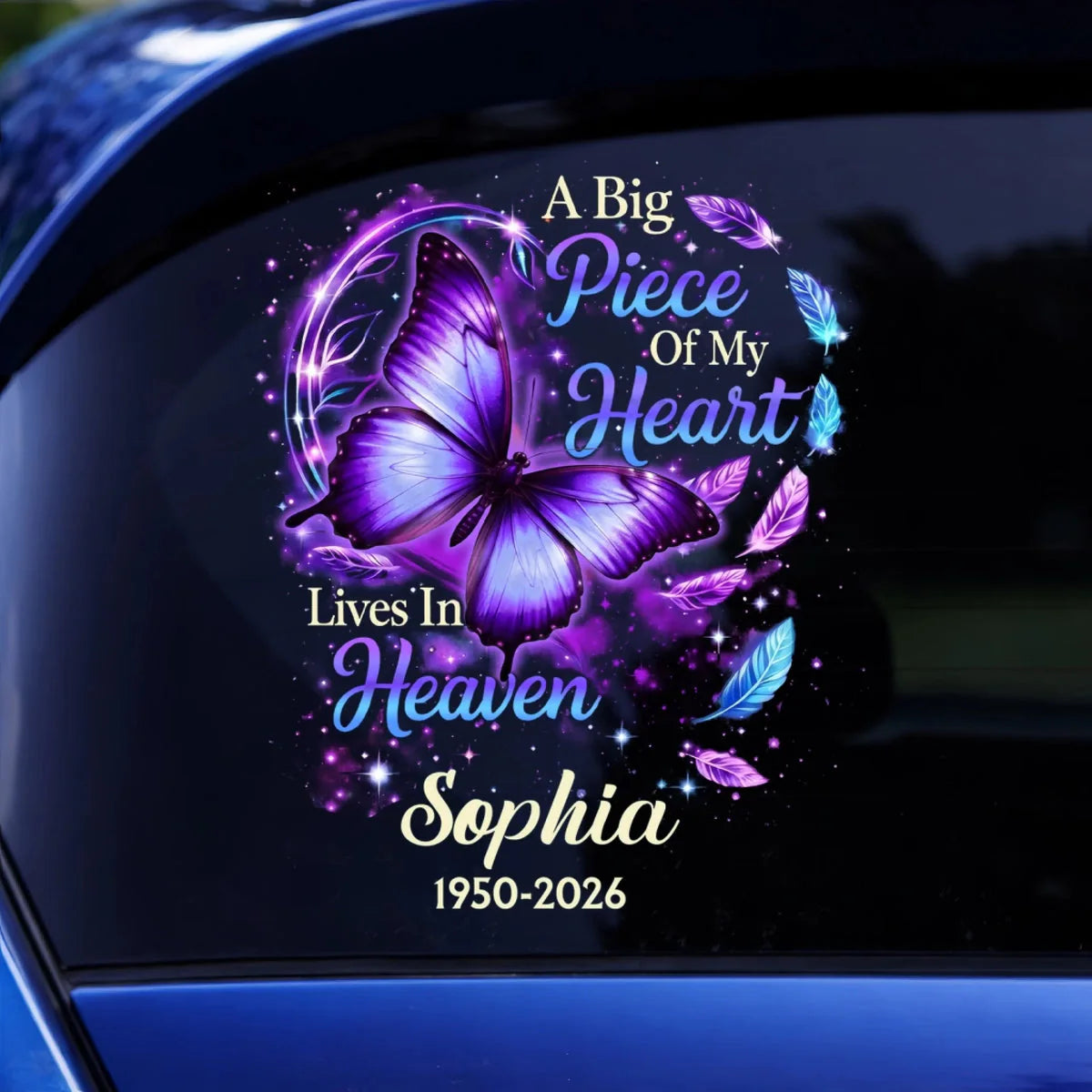 Personalized butterfly memorial decal with custom name and date for loss of loved one image 6
