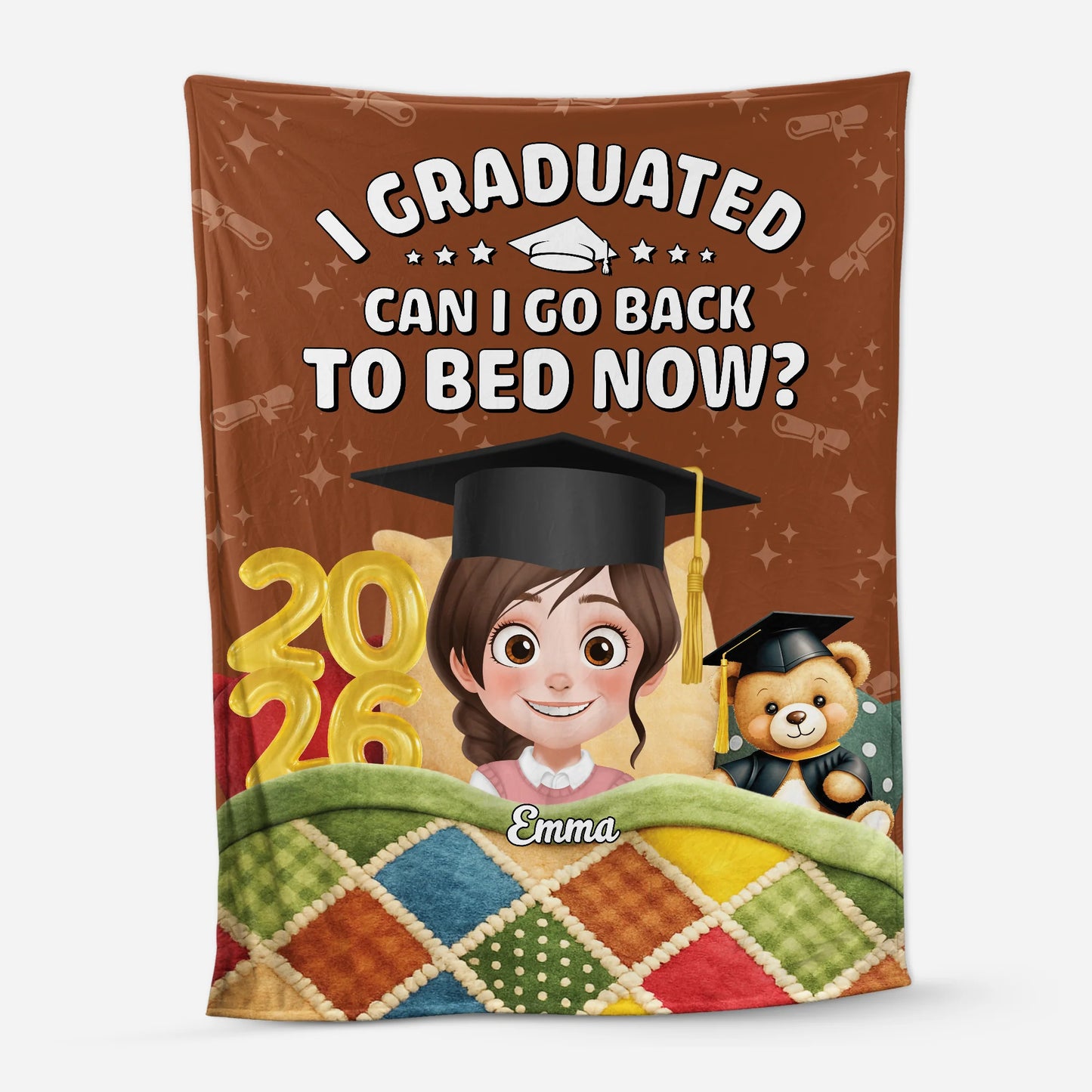 I Graduated Can I Go Back To Bed Now - Personalized Graduation Keepsake Blanket