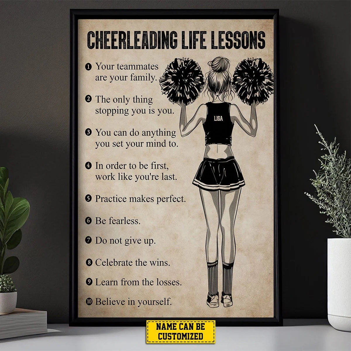 Cheerleading Life Lessons Custom Name Canvas / Poster - Personalized Wall Art Gift for Cheer Girl