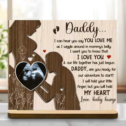 Custom Baby Bump Ultrasound Wood Plaque for Dad with personalized design details for meaningful gifting image 8