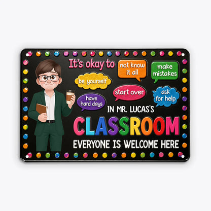 Personalized Teacher Classroom Sign personalization view for Teacher