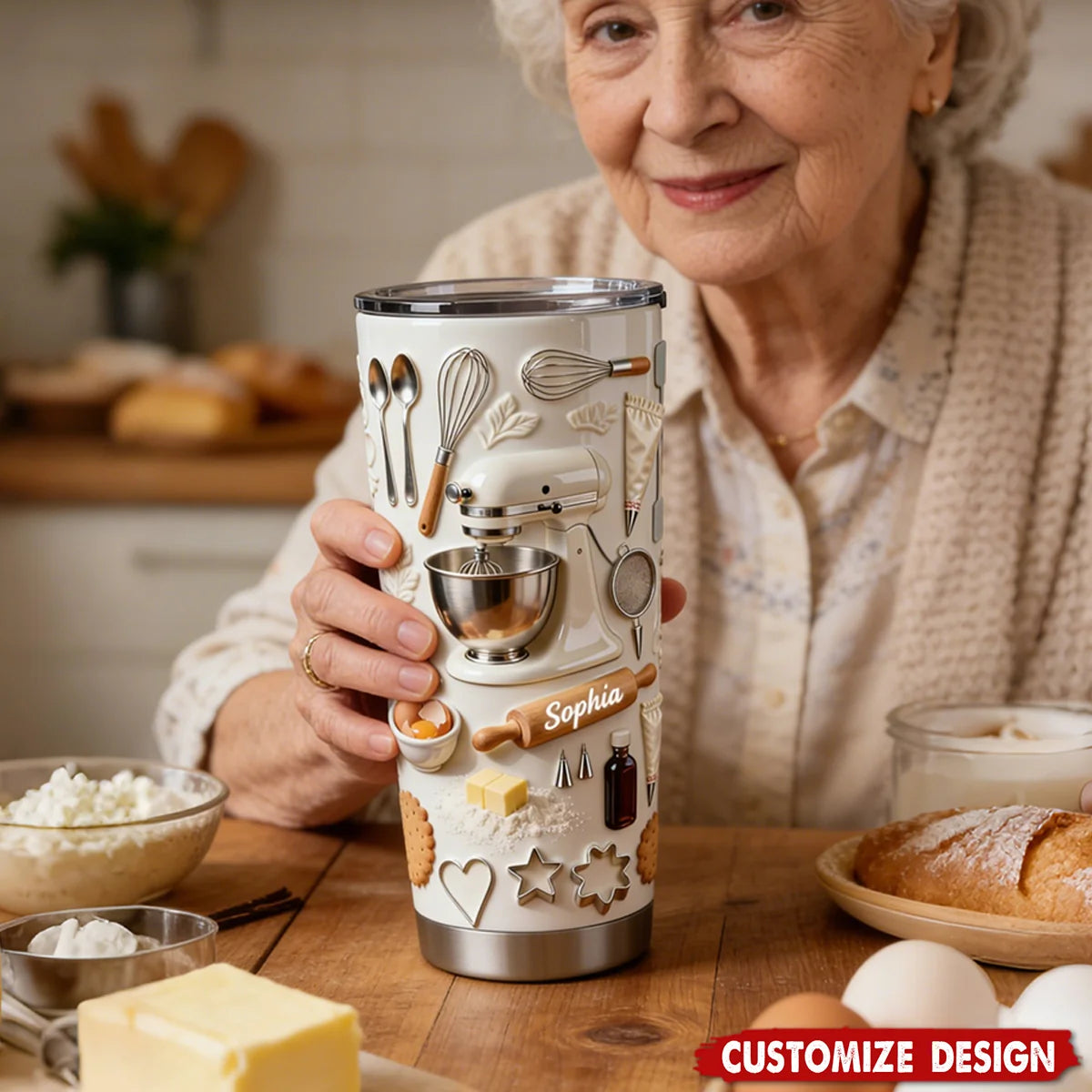 Personalized Baker Tumbler - Custom Name Gift for Baking Lovers