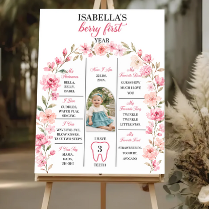 Personalized baby first birthday milestone poster with custom photo print - unique welcome sign for party decoration image 7