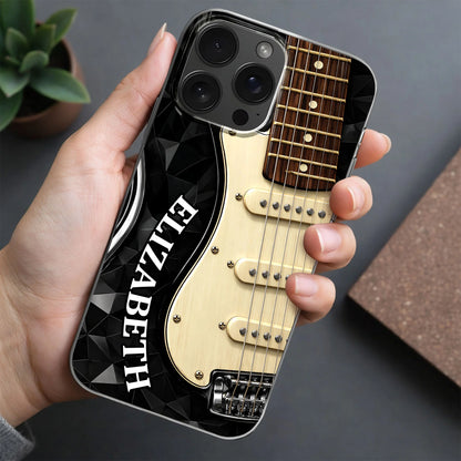Rocking To The Beat Electric Guitar And Geometric Pattern
