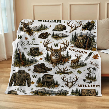 Blanket material and size view - Personalized Deer Hunting Blanket