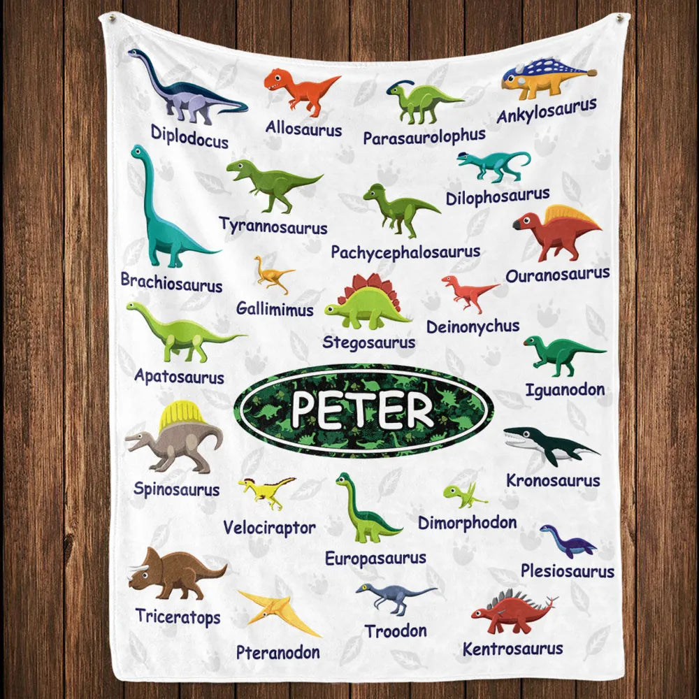 Blanket material and size view - Custom Dinosaur Kids Blanket