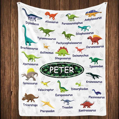 Blanket material and size view - Custom Dinosaur Kids Blanket