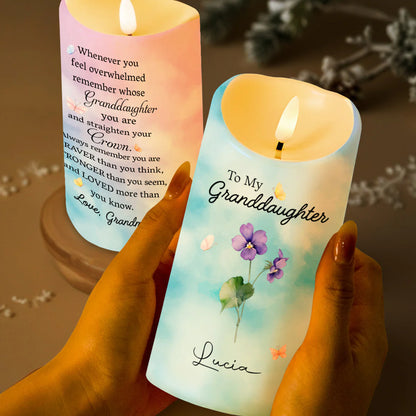 Custom Granddaughter Led Candle personalization view for Daughter/Granddaughter