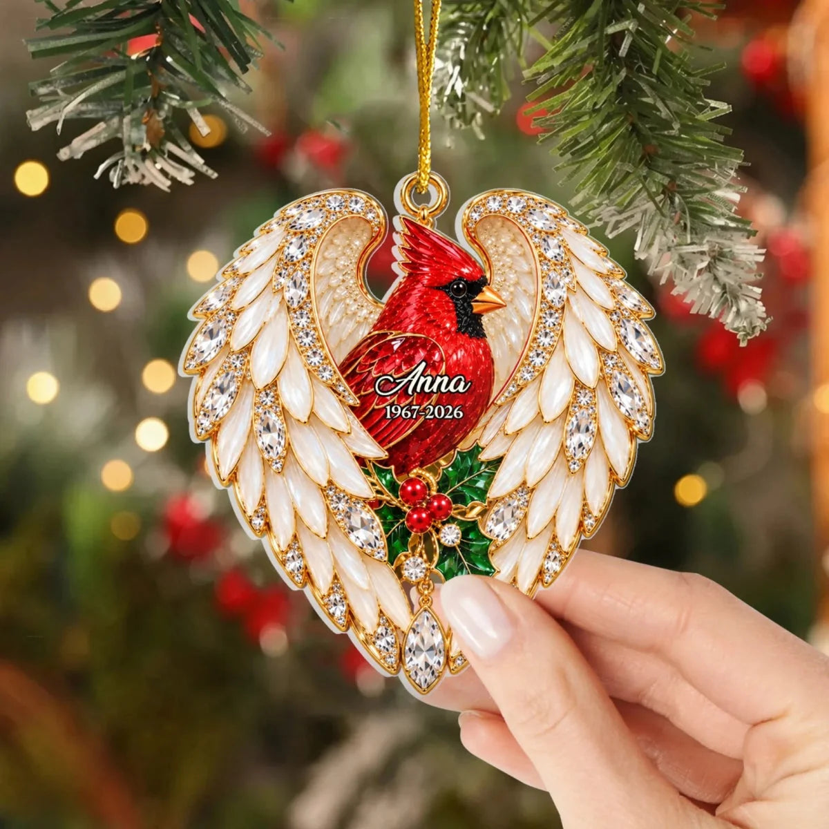 "Always Near In Our Hearts" Personalized Acrylic Ornament - Custom Memorial Keepsake for Family