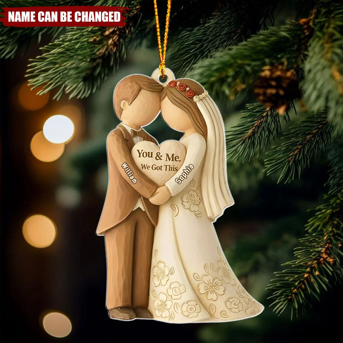 "You & Me We Got This" Personalized Newlywed Wedding Ornament - Custom Bride & Groom Acrylic Keepsake Gift for Couple