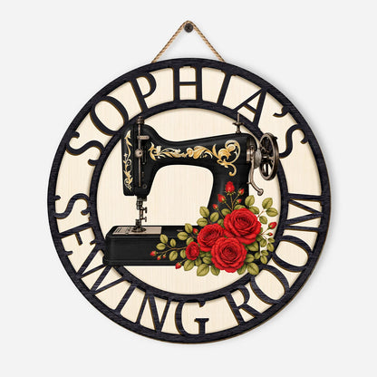 Sewing Room Custom Wood Sign - Personalized Birth Month Flower Sewing Gifts