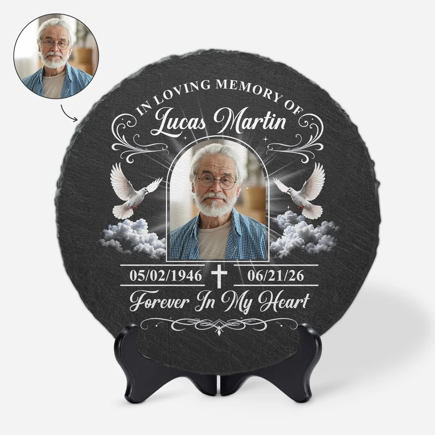 In Loving Memory Personalized Memorial Stone - Custom Photo Memorial Gifts