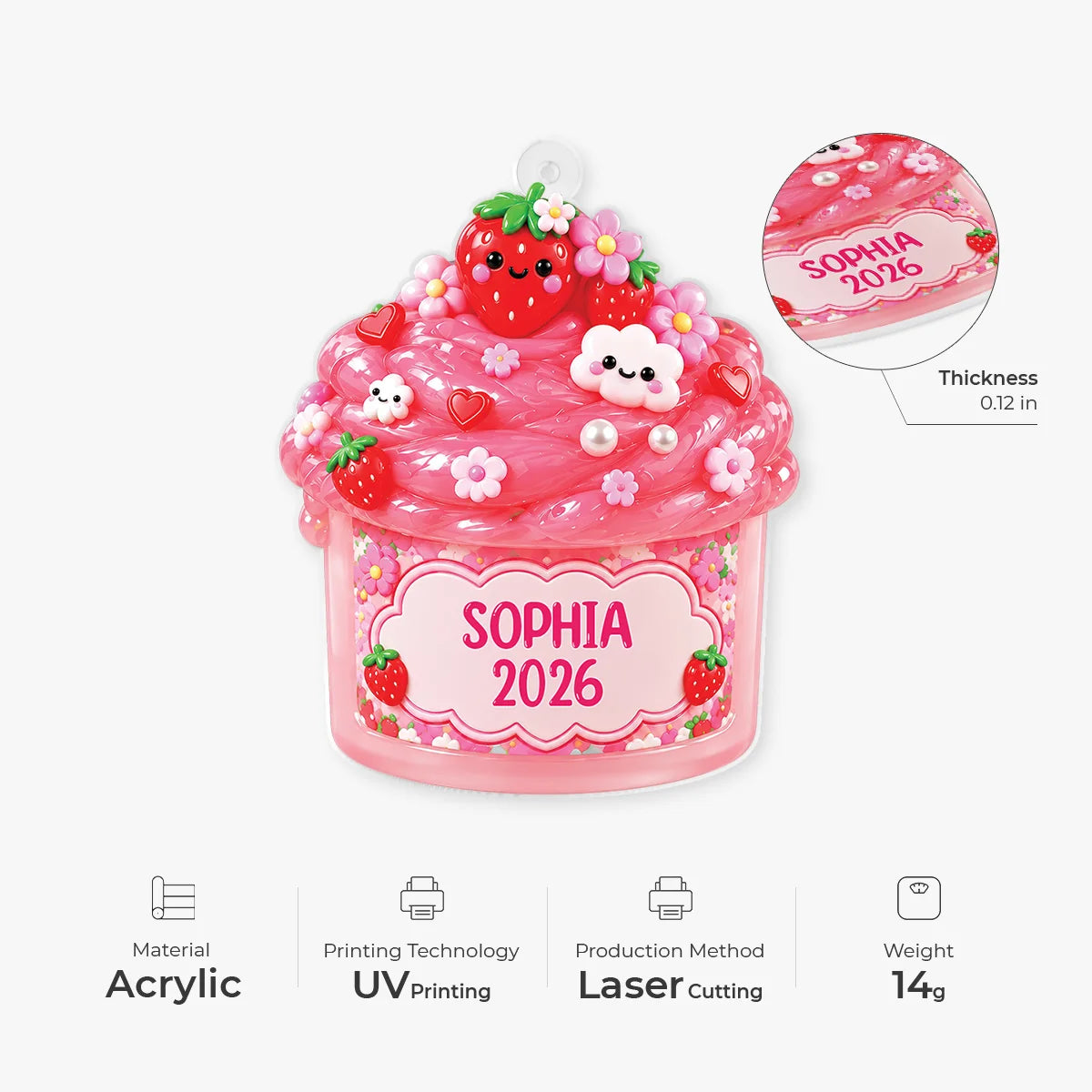Custom Name Sweet Cupcake Acrylic Ornament - Personalized Christmas Keepsake Gift for Kids