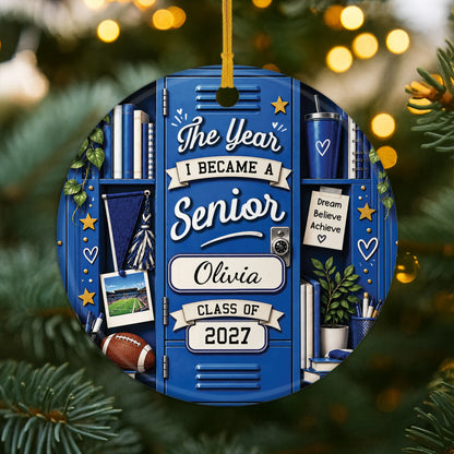 "The Year I Became A Senior" Personalized Ceramic Ornament - Keepsake Gift for High School Graduate Kids