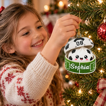 Custom Soccer Dumpling Squishy Style Personalized Acrylic Ornament - Unique Sports Gift for Kids and Soccer Players