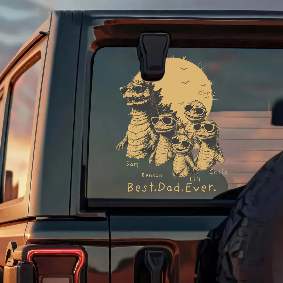 Custom Dadsaurus Car Decal personalization view for Dad