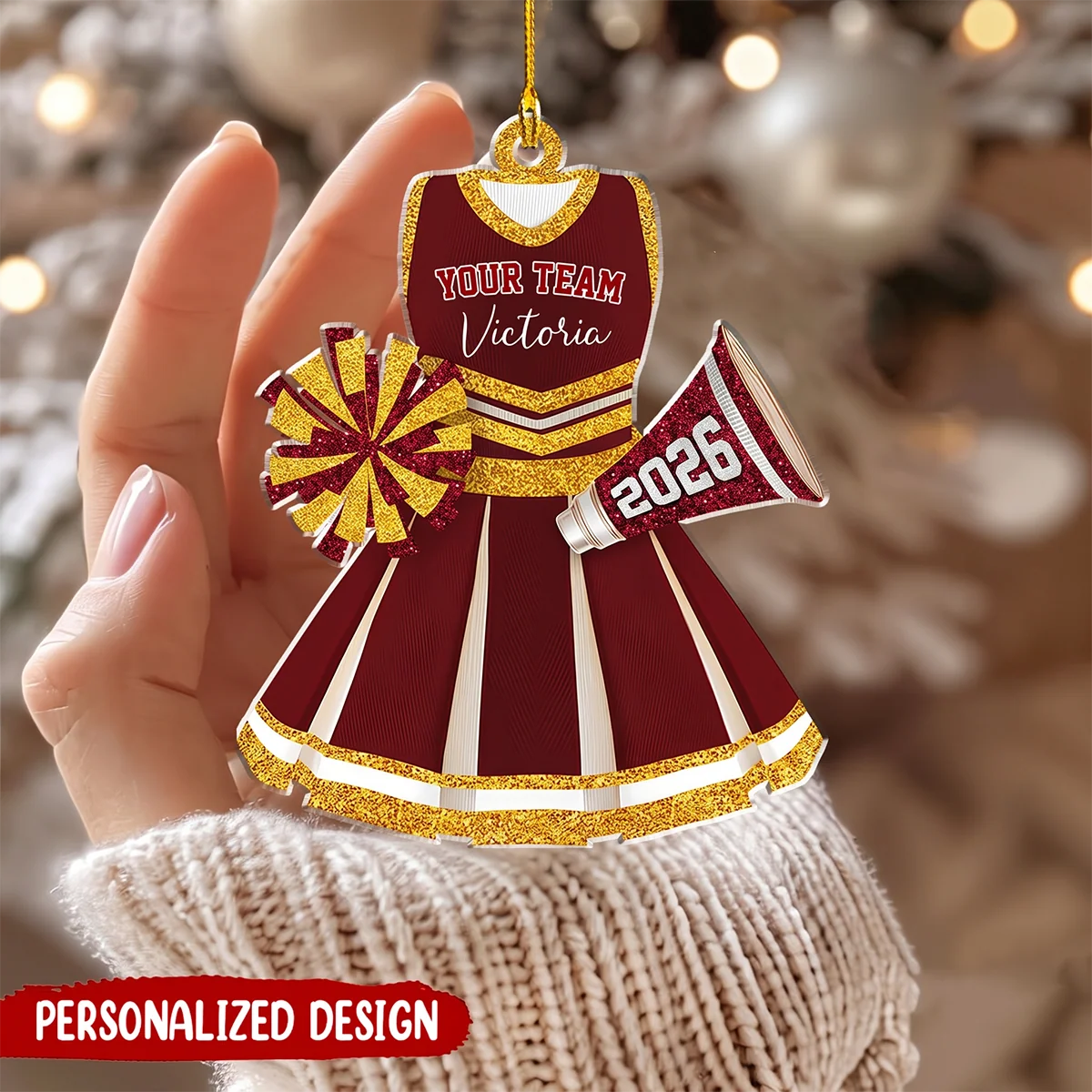 Custom Cheerleader Uniform Acrylic Ornament - Personalized Cheer Team Keepsake Gift