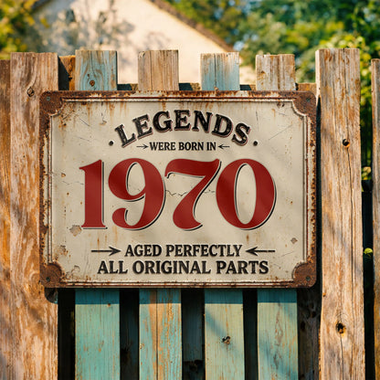 Custom Born In Legends Metal Sign for Dad with personalized design details for meaningful gifting