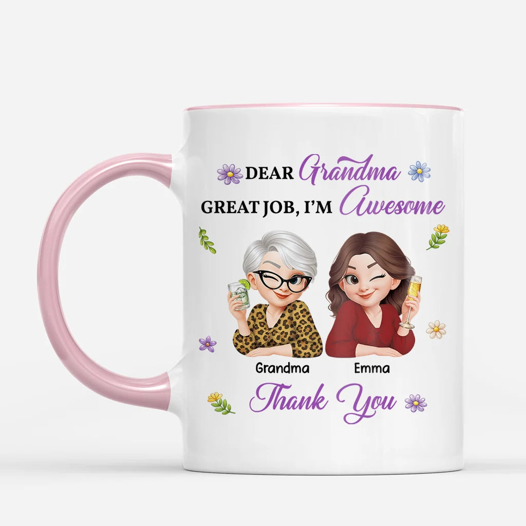 "Dear Mom Great Job I'm Awesome" Personalized Coffee Mug - Funny Custom Gift for Mom & Grandma