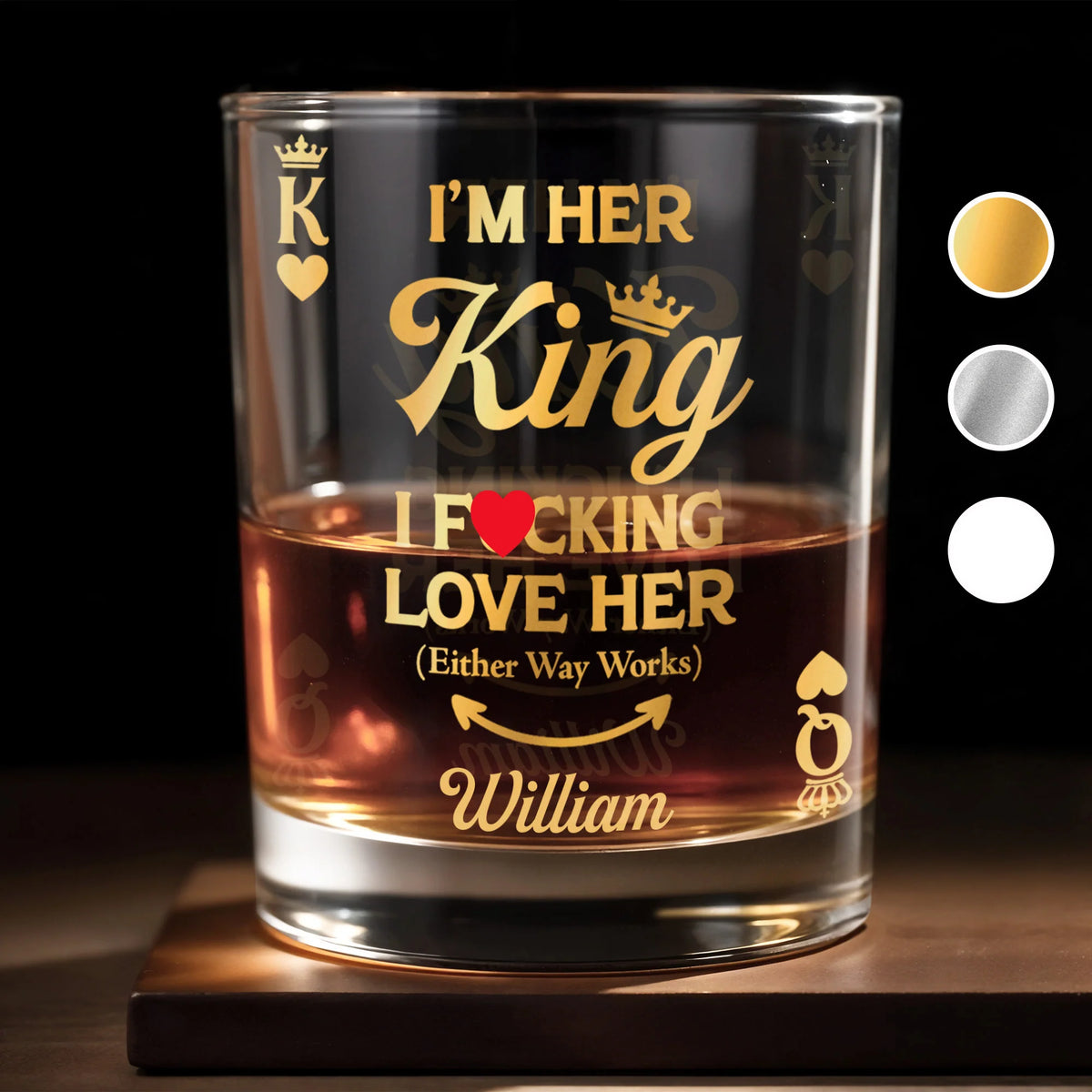 I'm Her King I Effing Love Her Personalized Whiskey Glass - Romantic Anniversary Gift for Husband
