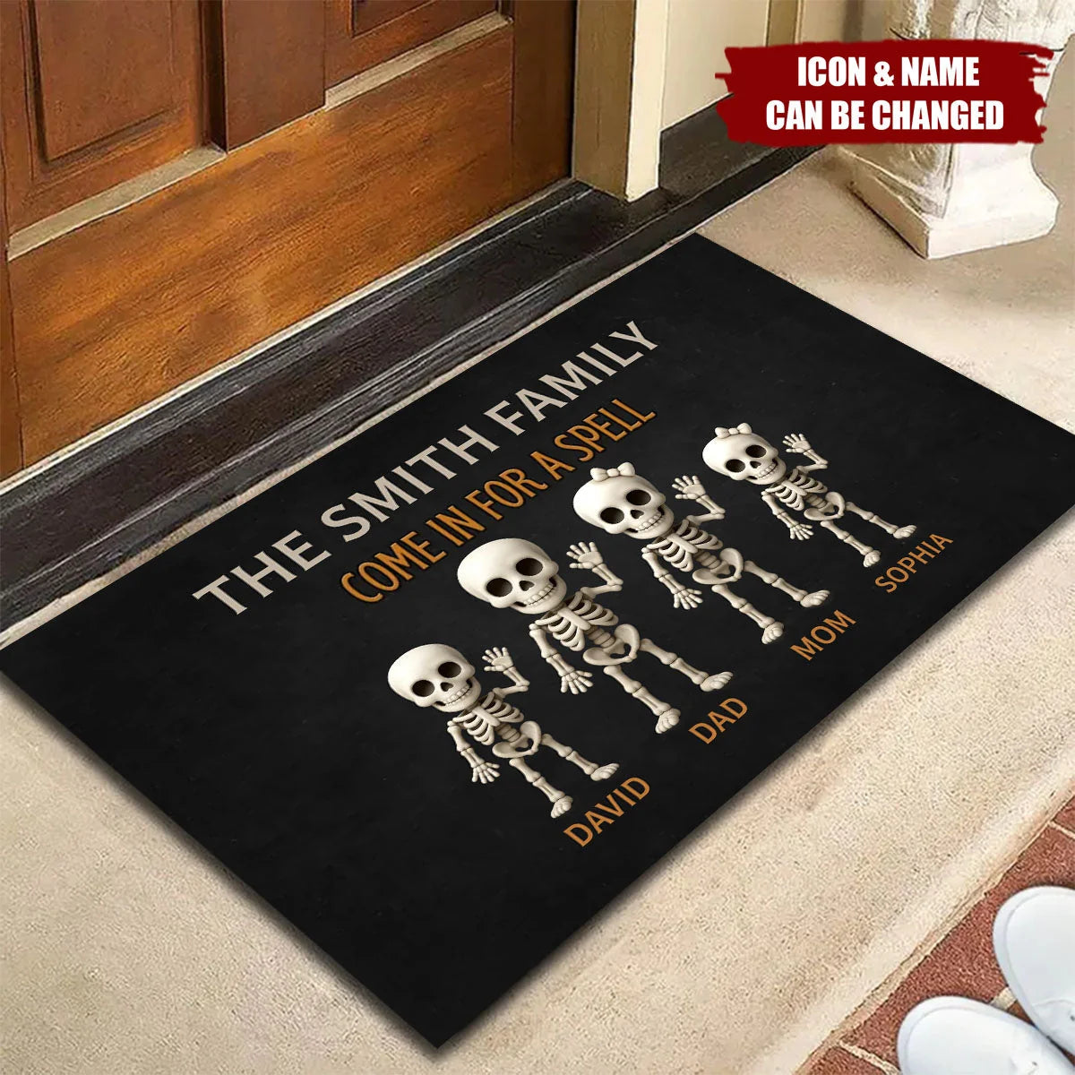 "Come In For A Spell" Personalized Halloween Doormat - Custom Fall Entryway Decor for Family