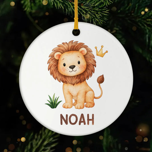 Cute Animal Safari Personalized Ceramic Ornament - Custom Kids Name Keepsake Gift for Christmas & Nursery