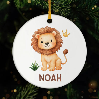 Cute Animal Safari Personalized Ceramic Ornament - Custom Kids Name Keepsake Gift for Christmas & Nursery