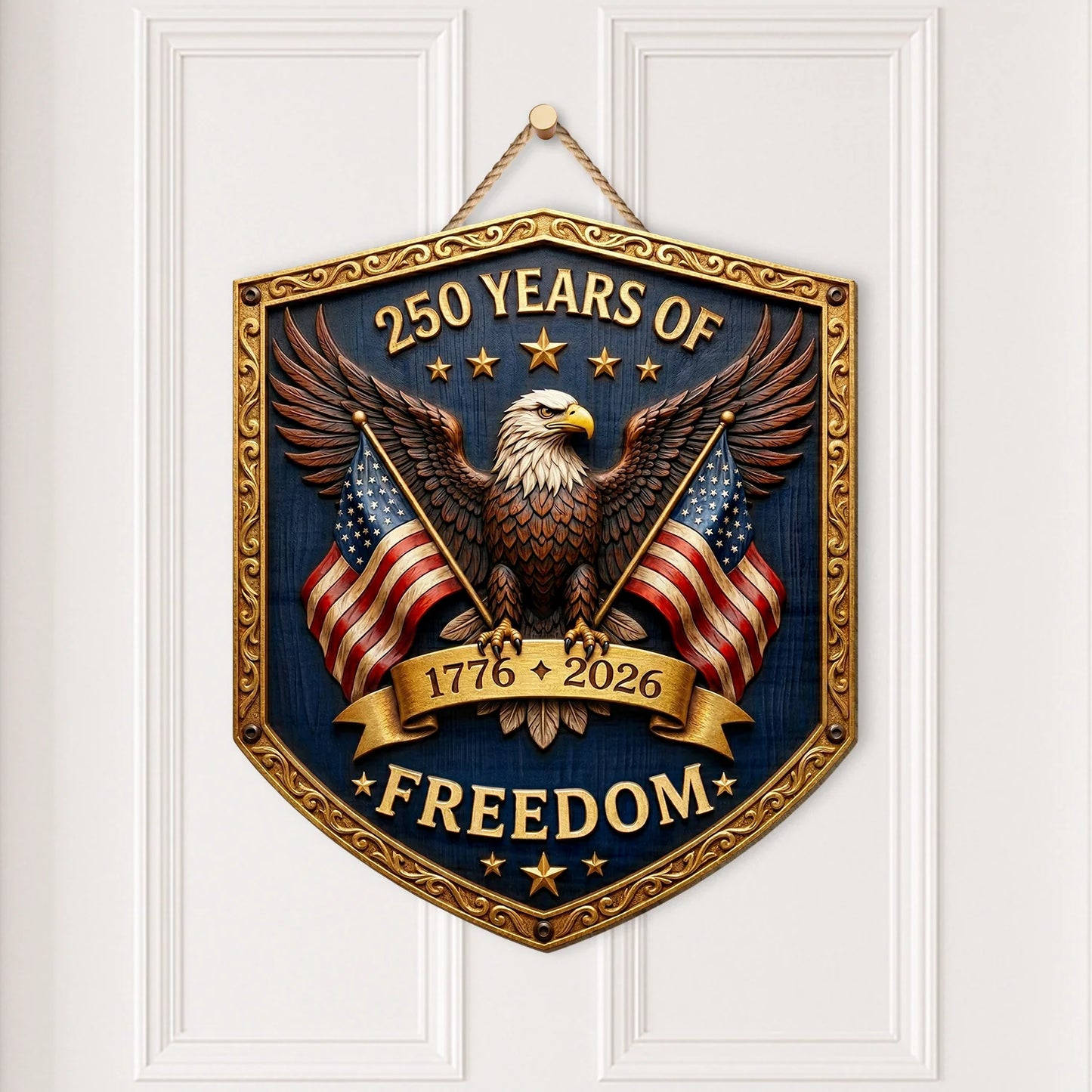 America 250Th Anniversary Personalized Wood Sign personalization view for Military / Veteran